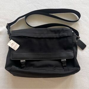 Coach canvas and leather messenger laptop bag, NWT